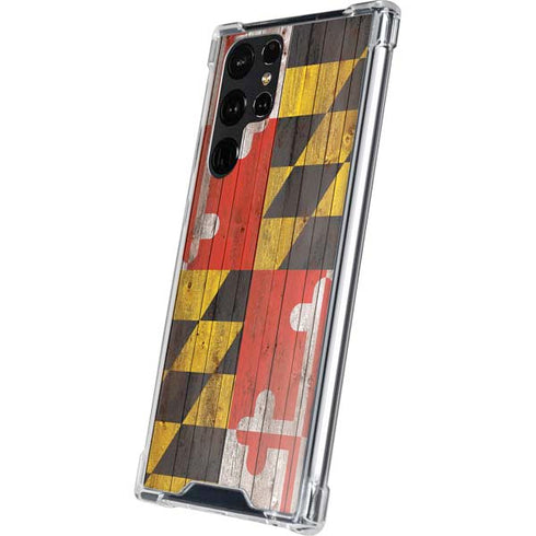 Maryland Flag Dark Wood Galaxy S24 Ultra Clear Case