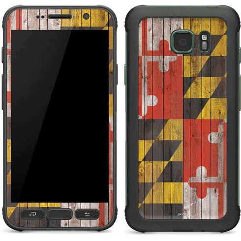 Maryland Flag Dark Wood Galaxy S7 Active Skin