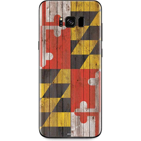 Maryland Flag Dark Wood Galaxy S8 Plus Skin