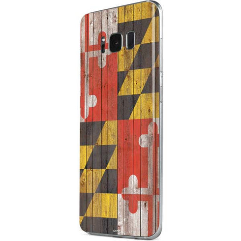 Maryland Flag Dark Wood Galaxy S8 Skin