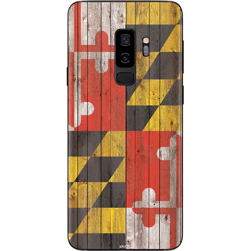 Maryland Flag Dark Wood Galaxy S9 Plus Skin