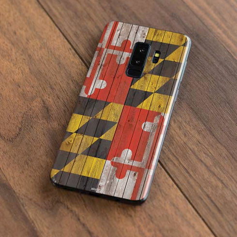 Maryland Flag Dark Wood Galaxy S9 Plus Skin