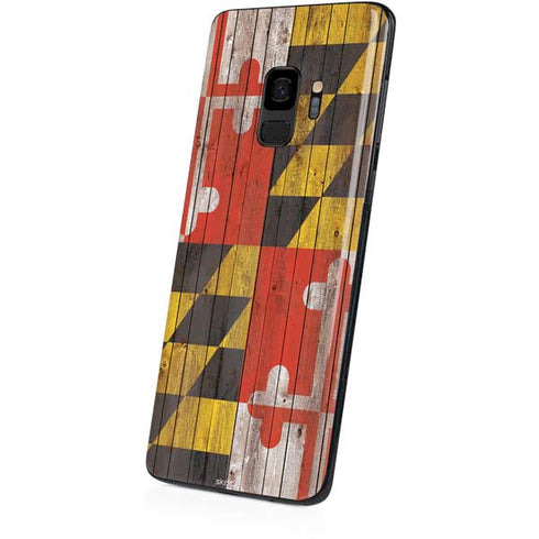 Maryland Flag Dark Wood Galaxy S9 Skin