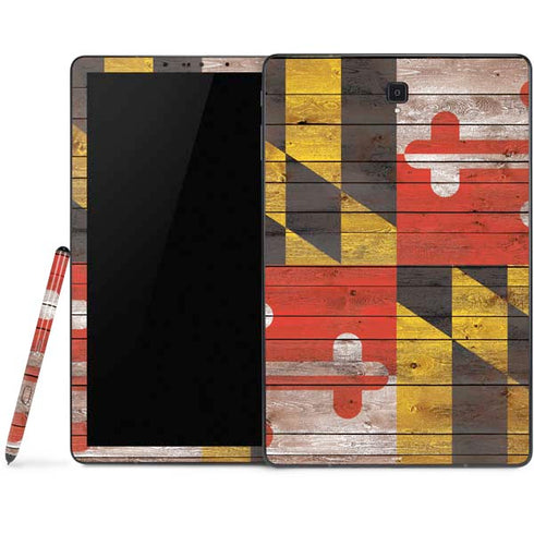 Maryland Flag Dark Wood Samsung Galaxy Tab Skin
