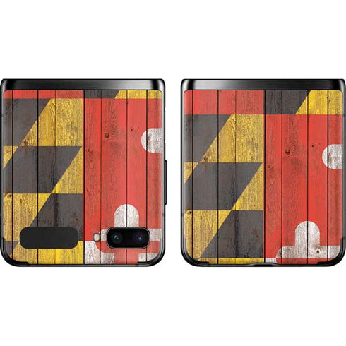 Maryland Flag Dark Wood Galaxy Z Flip Skin