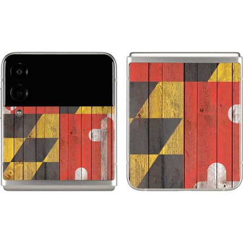Maryland Flag Dark Wood Galaxy Z Flip3 5G Skin