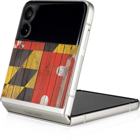 Maryland Flag Dark Wood Galaxy Z Flip3 5G Skin