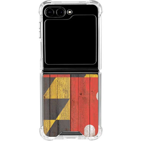 Maryland Flag Dark Wood Galaxy Z Flip5 5G Clear Case