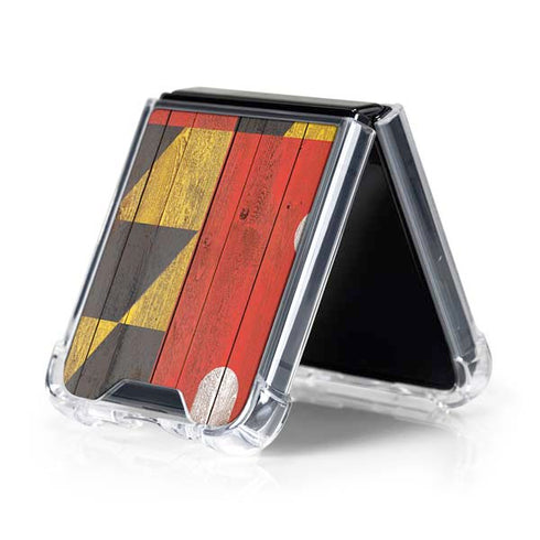 Maryland Flag Dark Wood Galaxy Z Flip5 5G Clear Case