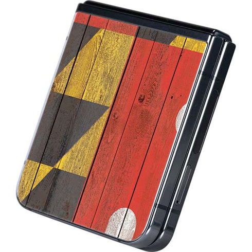 Maryland Flag Dark Wood Galaxy Z Flip5 5G Skin