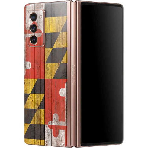 Maryland Flag Dark Wood Galaxy Z Fold2 5G Skin