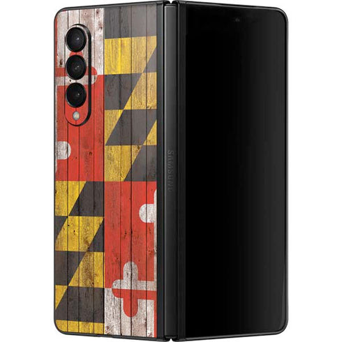 Maryland Flag Dark Wood Galaxy Z Fold3 5G Skin