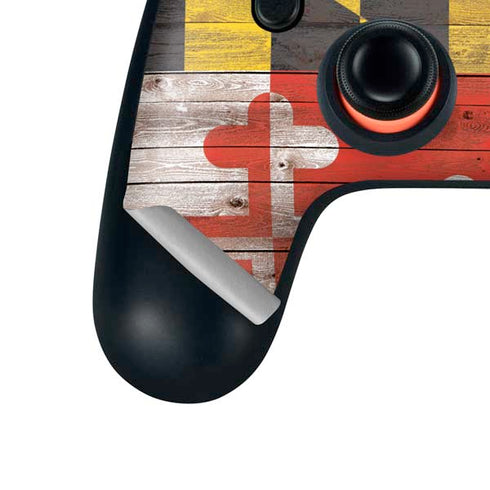 Maryland Flag Dark Wood Google Stadia Controller Skin