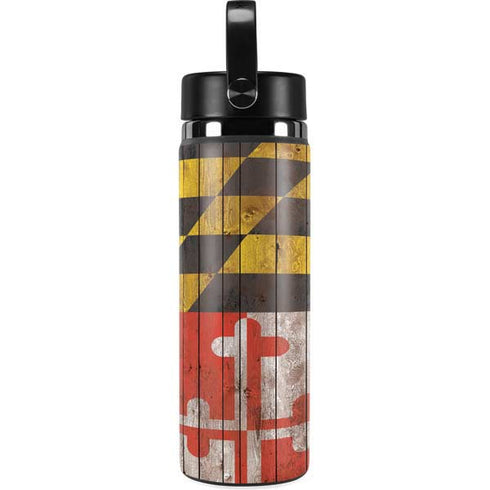 Maryland Flag Dark Wood Hydro Flask 20oz Wide Mouth Skin