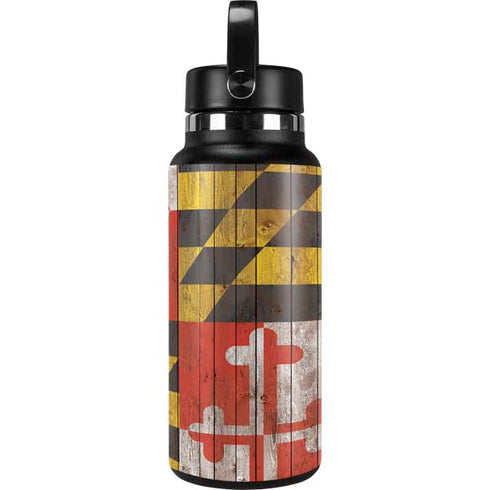 Maryland Flag Dark Wood Hydro Flask 32oz Wide Mouth Skin