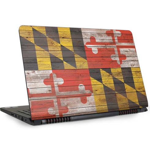 Maryland Flag Dark Wood Dell Inspiron Skin