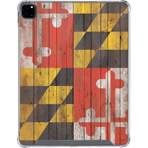 Maryland Flag Dark Wood iPad Pro 12.9in (2020) Clear Case