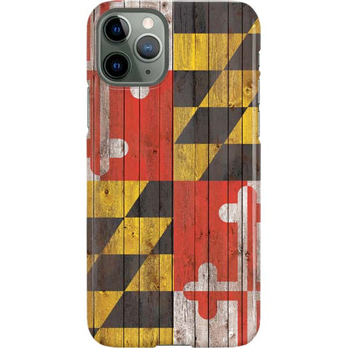 Maryland Flag Dark Wood iPhone 11 Pro Lite Case