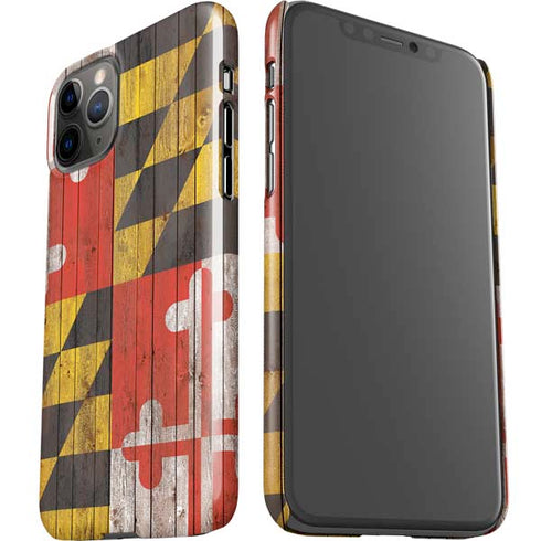Maryland Flag Dark Wood iPhone 11 Pro Lite Case