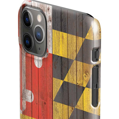Maryland Flag Dark Wood iPhone 11 Pro Max Lite Case
