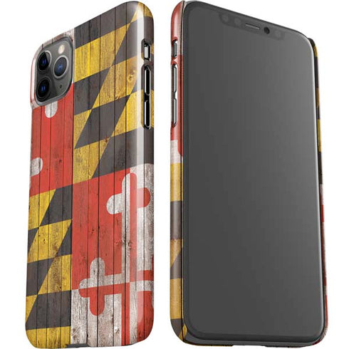 Maryland Flag Dark Wood iPhone 11 Pro Max Lite Case