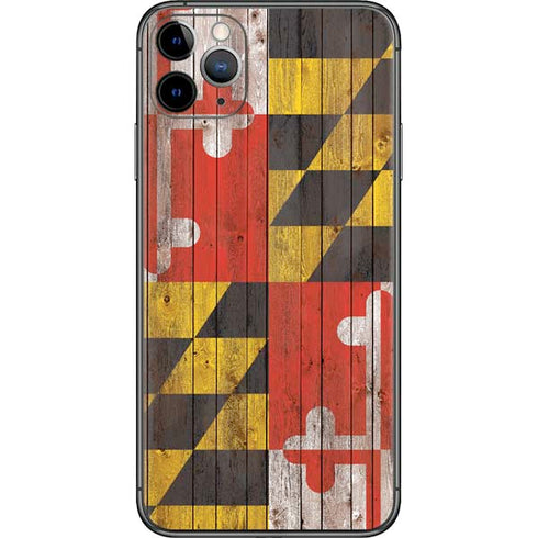 Maryland Flag Dark Wood iPhone 11 Pro Max Skin