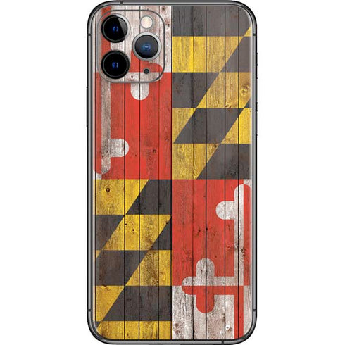 Maryland Flag Dark Wood iPhone 11 Pro Skin