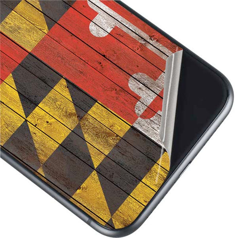 Maryland Flag Dark Wood iPhone 11 Skin