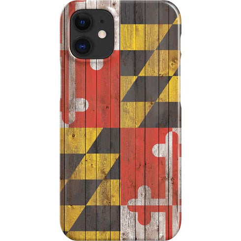 Maryland Flag Dark Wood iPhone 12 Mini Lite Case