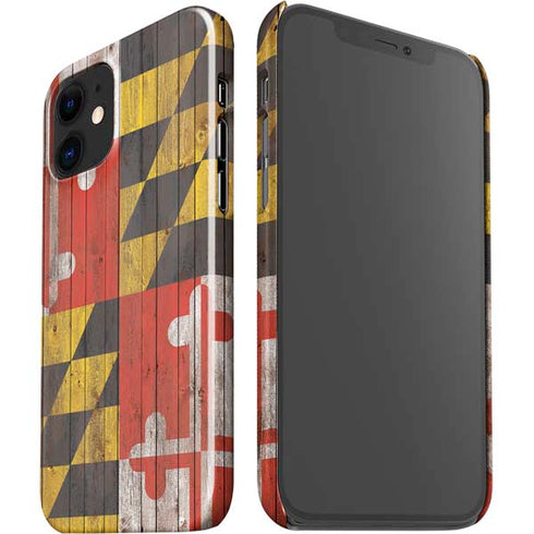 Maryland Flag Dark Wood iPhone 12 Mini Lite Case