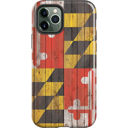 Maryland Flag Dark Wood iPhone 12 Pro Max Impact Case