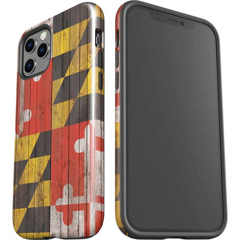Maryland Flag Dark Wood iPhone 12 Pro Max Impact Case