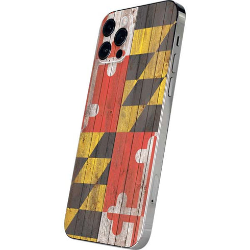 Maryland Flag Dark Wood iPhone 12 Pro Max Skin