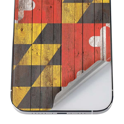 Maryland Flag Dark Wood iPhone 12 Pro Max Skin