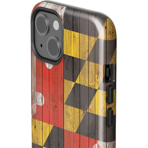 Maryland Flag Dark Wood iPhone 13 Impact Case
