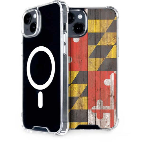 Maryland Flag Dark Wood iPhone 13 MagSafe Case