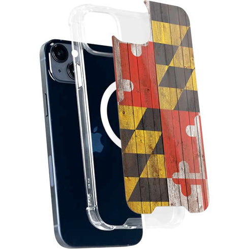 Maryland Flag Dark Wood iPhone 13 MagSafe Case