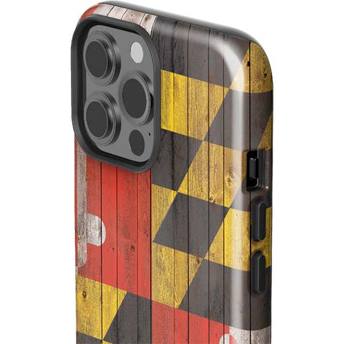 Maryland Flag Dark Wood iPhone 13 Pro Max Impact Case