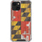 Maryland Flag Dark Wood iPhone 15 Plus Clear Case