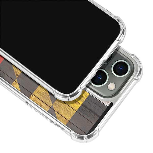Maryland Flag Dark Wood iPhone 15 Pro Max Clear Case