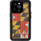 Maryland Flag Dark Wood iPhone 15 Pro Waterproof Case