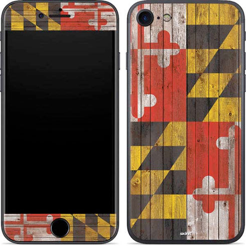 Maryland Flag Dark Wood iPhone 7 Skin