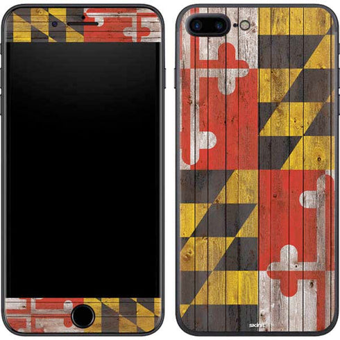 Maryland Flag Dark Wood iPhone 8 Plus Skin