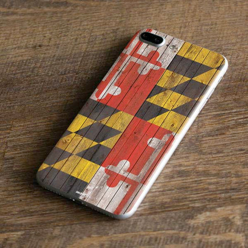 Maryland Flag Dark Wood iPhone 8 Plus Skin