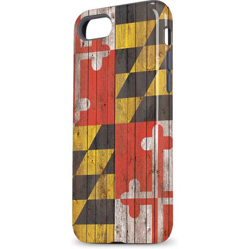 Maryland Flag Dark Wood iPhone 8 Pro Case