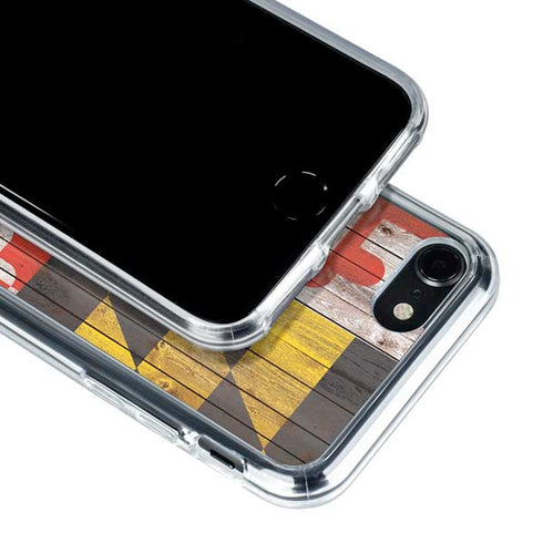 Maryland Flag Dark Wood iPhone SE (2nd & 3rd Gen) Clear Case