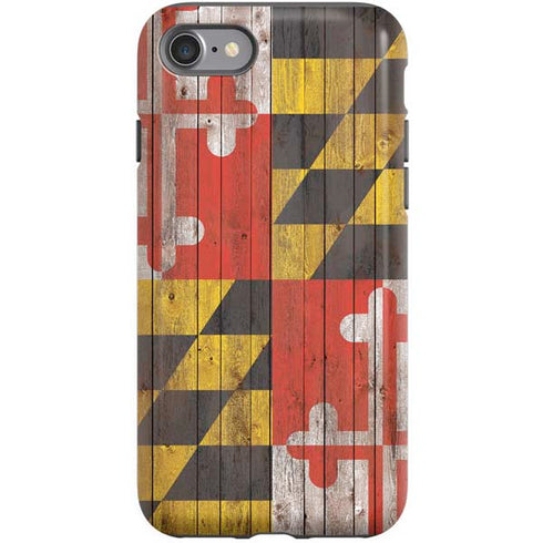Maryland Flag Dark Wood iPhone SE (2nd & 3rd Gen) Pro Case