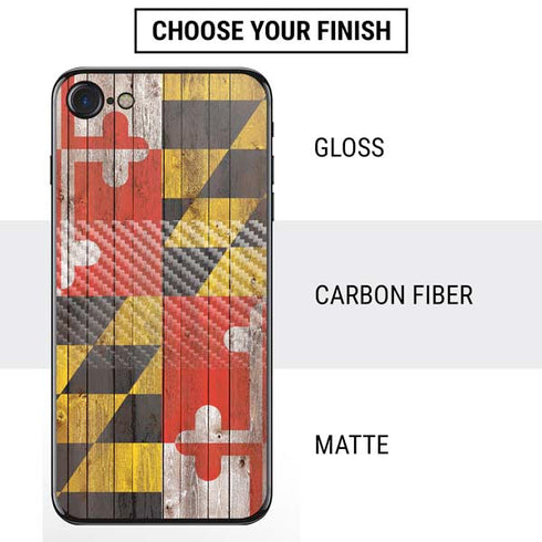 Maryland Flag Dark Wood iPhone SE (2nd & 3rd Gen) Skin
