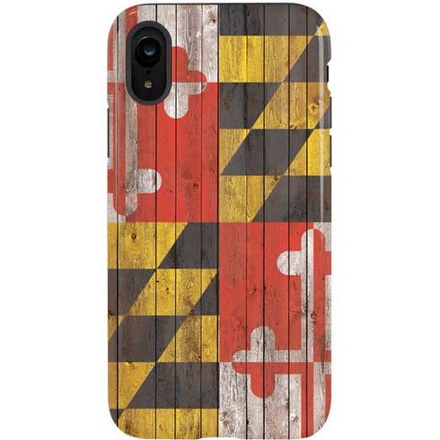Maryland Flag Dark Wood iPhone XR Pro Case