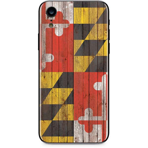 Maryland Flag Dark Wood iPhone XR Skin